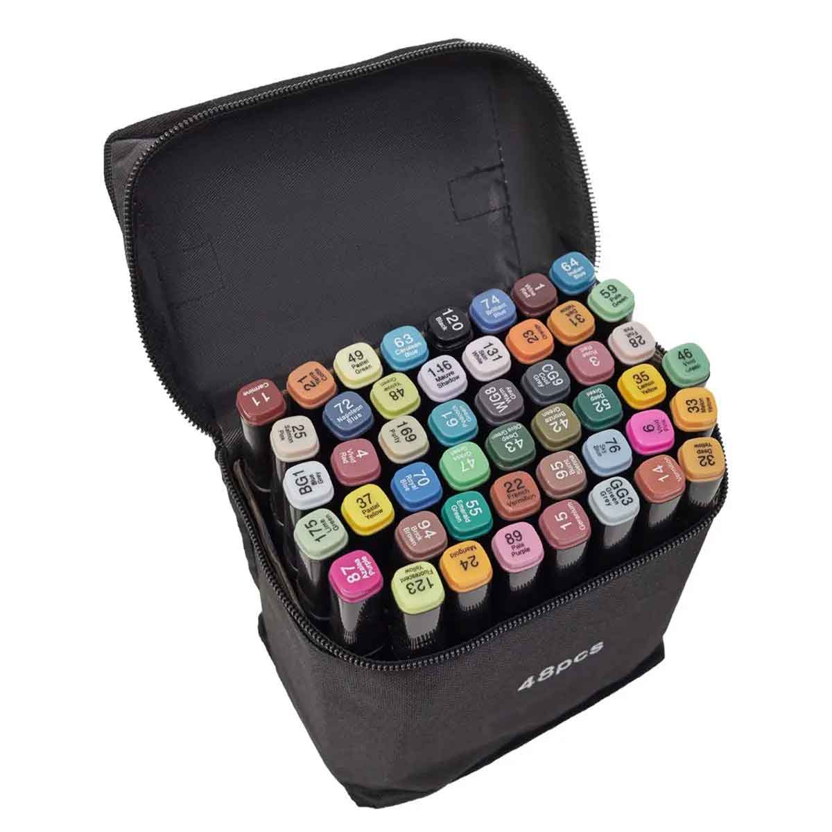 Caneta Marcador Profissional Pontas Duplas 48 Cores – Casachick
