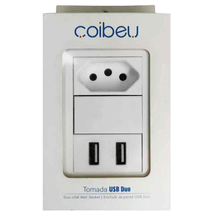 Tomada USB de Parede Duo Bivolt com Design Moderno