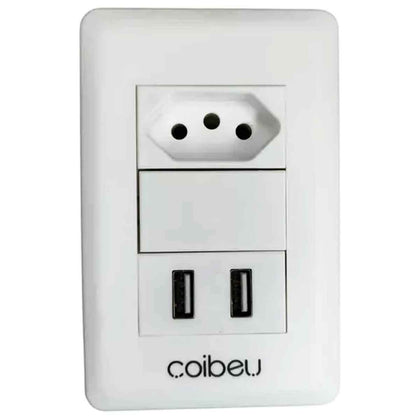 Tomada USB de Parede Duo Bivolt com Design Moderno