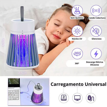Luminária LED com Alça e Repelente UV para Ambientes
