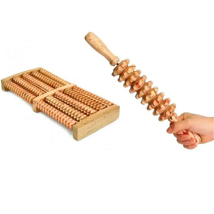 Kit 2 Massageadores de Madeira para Terapia e Relaxamento