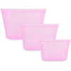 Kit 3 Sacolas Zip de Silicone Resistente a Calor e Frio