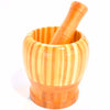 Pilão de Madeira Bambu Socador Reforçado Alho e Temperos