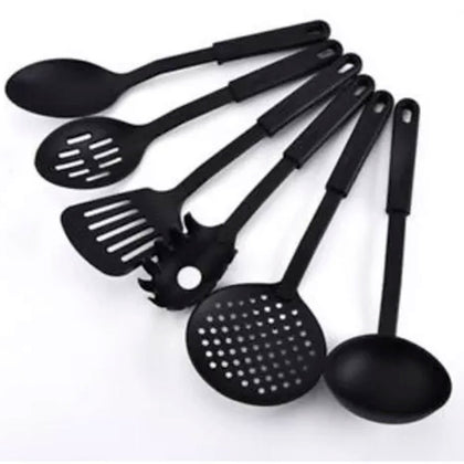 Kit Utensílios Cozinha Nylon Preto Pegadores