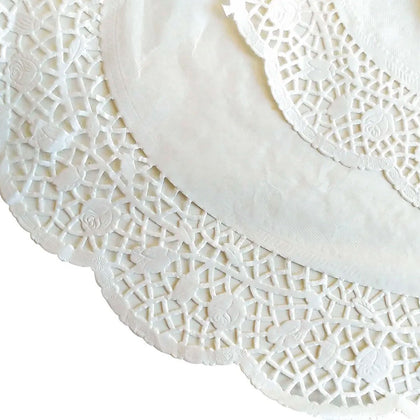 Kit 7 Toalhas Ovais em PVC Branco Rendado 3 Tamanhos