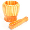 Pilão de Madeira Bambu Socador Reforçado Alho e Temperos