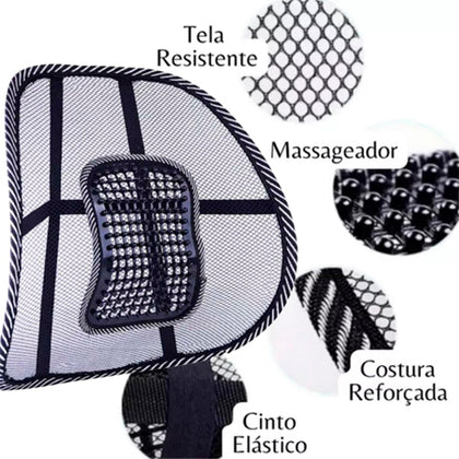 Encosto Lombar Ortopédico Conforto Alivia Dor Correção Postural para Carro e Escritório