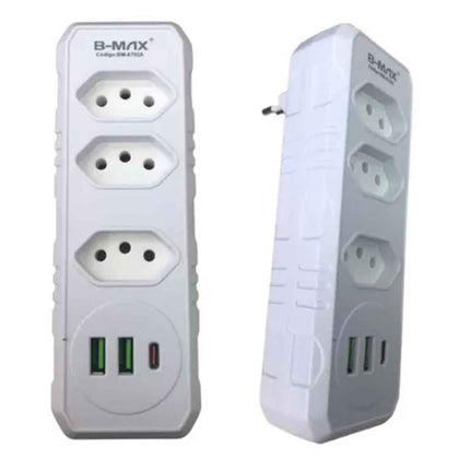 Filtro de Linha 3 Tomadas 2 USB e 1 Type-C Bivolt 10A