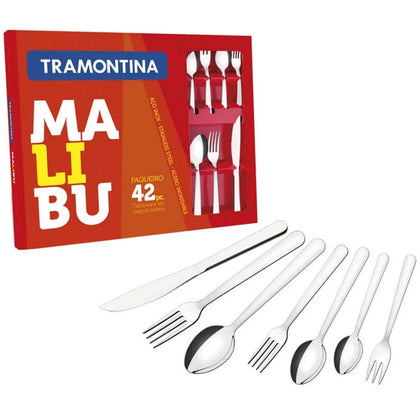 Faqueiro Malibu 42 Peças Inox Sofisticação à mesa