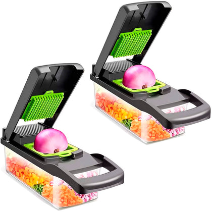 Kit 2 Cortadores de Alimentos Multifuncional 9 em 1