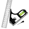 Kit Esquadro Nível e Régua Inox 12 Pol com Riscador