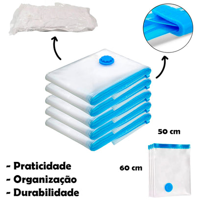 10 Sacos a vácuo 50x60 + Bomba de ar de brinde