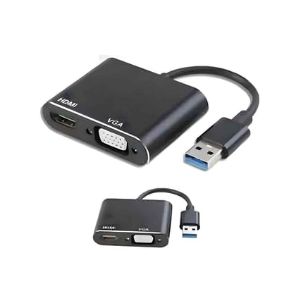 Cabo Adaptador USB 3.0 para HDMI e VGA Full HD
