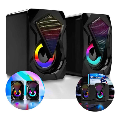 Caixa de Som USB Potente para PC Gamer com Iluminação RGB