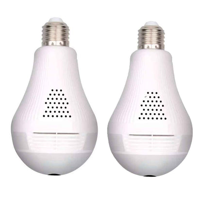 Kit 2 Câmeras Lâmpada Espiã Wifi 360° com Microfone e Som