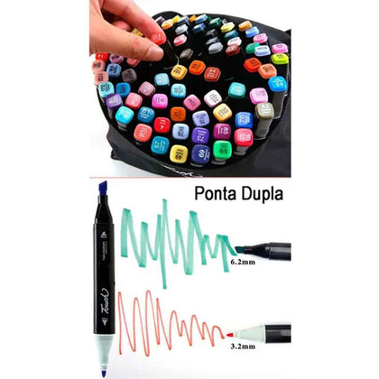 Caneta Marcador Profissional Pontas Duplas 48 Cores