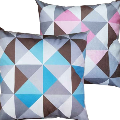 Kit 2 Capas Para Almofada 45 cm x 45 cm Triângulo Azul Rosa