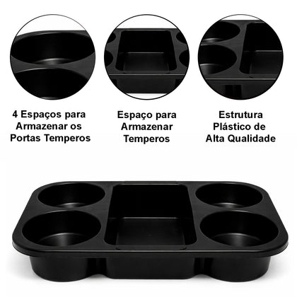Porta Condimentos para Restaurantes e Lanchonetes 4 Frascos - Preto