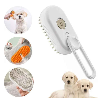 Kit 3 Escovas Pet 3 em 1 USB com Vapor para Gatos e Cães