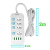 Extensão 4 Tomadas 4 USB Bivolt com Botão Power 2m