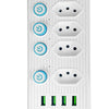 Extensão 4 Tomadas 4 USB Bivolt com Botão Power 2m