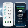 Extensão 4 Tomadas 4 USB Bivolt com Botão Power 2m