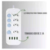 Extensão 4 Tomadas 4 USB Bivolt com Botão Power 2m