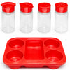 Porta Condimentos para Restaurantes e Lanchonetes 4 Frascos - Vermelho
