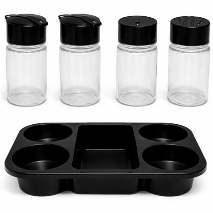 Kit 2 Porta Condimentos para Restaurantes e Lanchonetes 4 Frascos - Preto