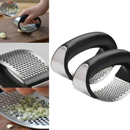 Kit 2 Triturador Espremedor de Alho e Cebola em Inox com Movimento Giratório