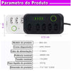 Kit 2 Extensão 5 Tomadas e 4 USB LED Bivolt 110v/220v