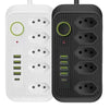 Kit 2 Extensão 5 Tomadas e 4 USB LED Bivolt 110v/220v