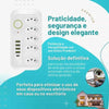 Kit 2 Extensão 5 Tomadas e 4 USB LED Bivolt 110v/220v