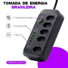Kit 2 Extensão 5 Tomadas e 4 USB LED Bivolt 110v/220v
