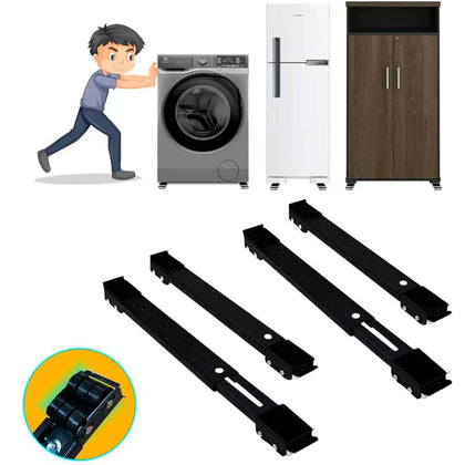 Kit 2 Suportes com Rodinhas Reforçado para Móveis e Eletrodomésticos