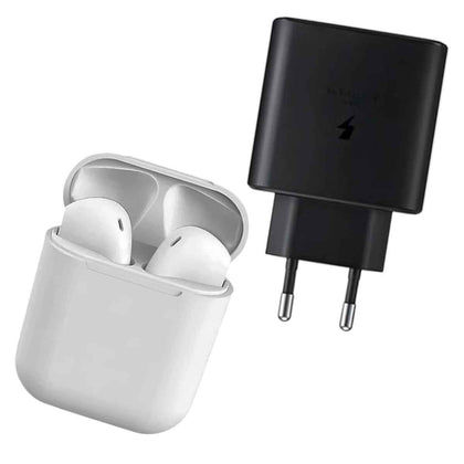 Kit Carregador Turbo Samsung 45W e Fone TWS I12 Bluetooth