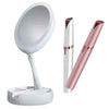 Conjunto Caneta Depiladora e Espelho de Maquiagem com LED