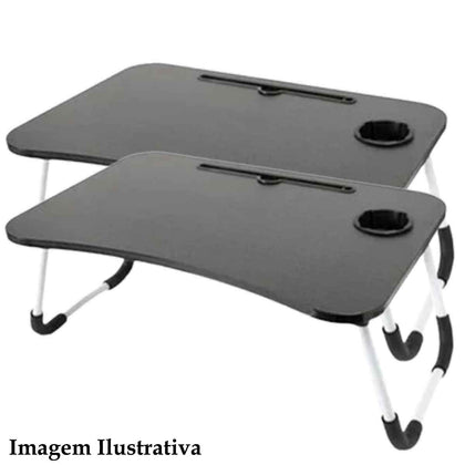 Kit 2 Mesas Dobrável para Notebook com Suporte para Tablet e Copo