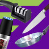 Conjunto Chef Completo com Faca Damasco Afiador Moedor e Frigideira