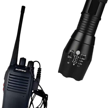 Kit Completo de Aventura com Lanterna e Rádio Baofeng
