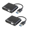 Kit 2 Cabos Adaptador USB 3.0 para HDMI e VGA Full HD