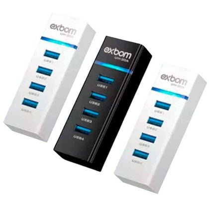Kit 3 Hub Usb 3.0 Extensor 4 Portas Led Indicador High Speed Hd