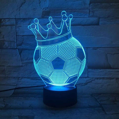 Luminária Decorativa 3D Bola de Futebol com Coroa LED