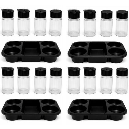 Kit 4 Porta Condimentos para Restaurantes e Lanchonetes 4 Frascos - Preto