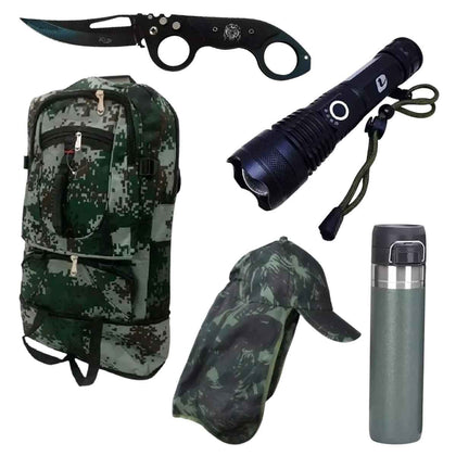 Kit Completo de Acampamento com Mochila Militar e Acessórios