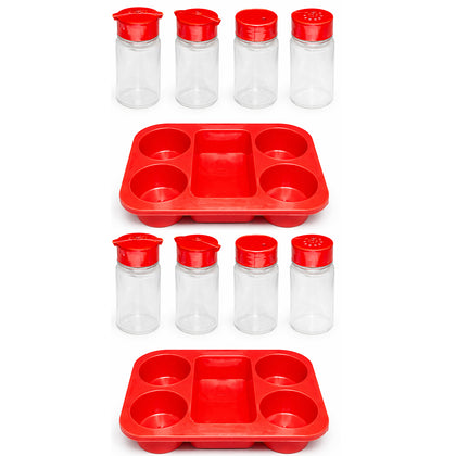 Kit 2 Porta Condimentos para Restaurantes e Lanchonetes 4 Frascos - Vermelho