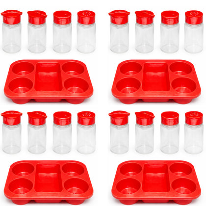 Kit 4 Porta Condimentos para Restaurantes e Lanchonetes 4 Frascos - Vermelho