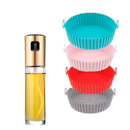 Porta Azeite + Kit 4 Formas AirFryer - Cozinha Prática